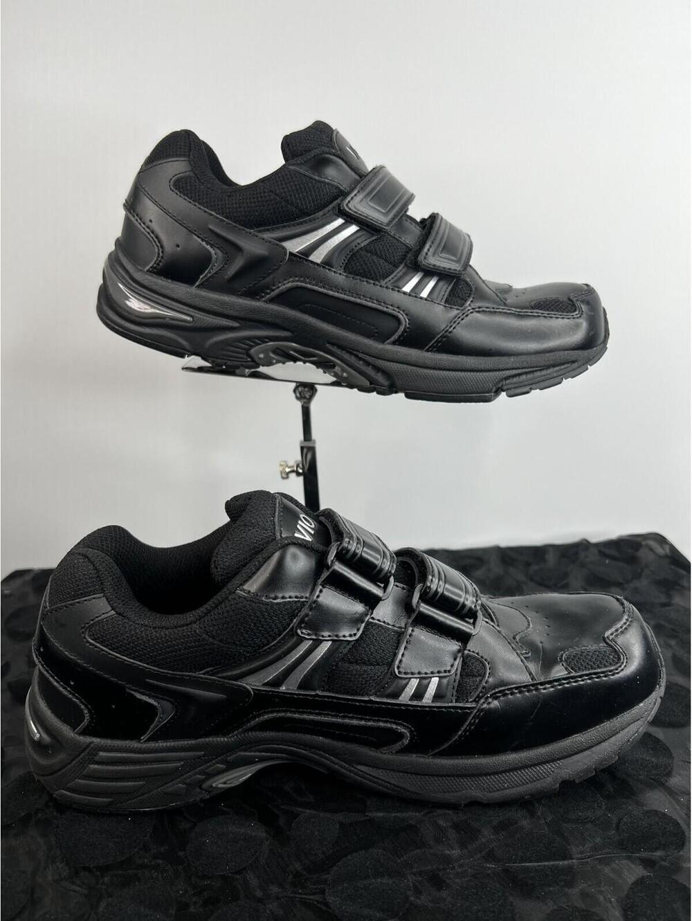 Vionic Walker Strap Shoes Women’s 9.5 Wide Black Orthopedic Walking Sneakers